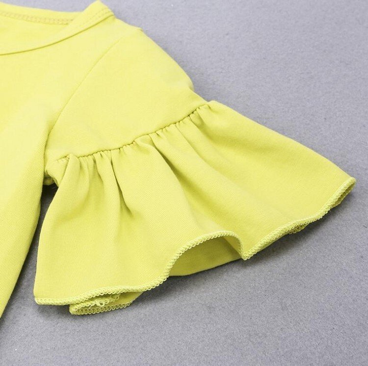 Cotton yellow letter T-shirt and jeans set - Image 4